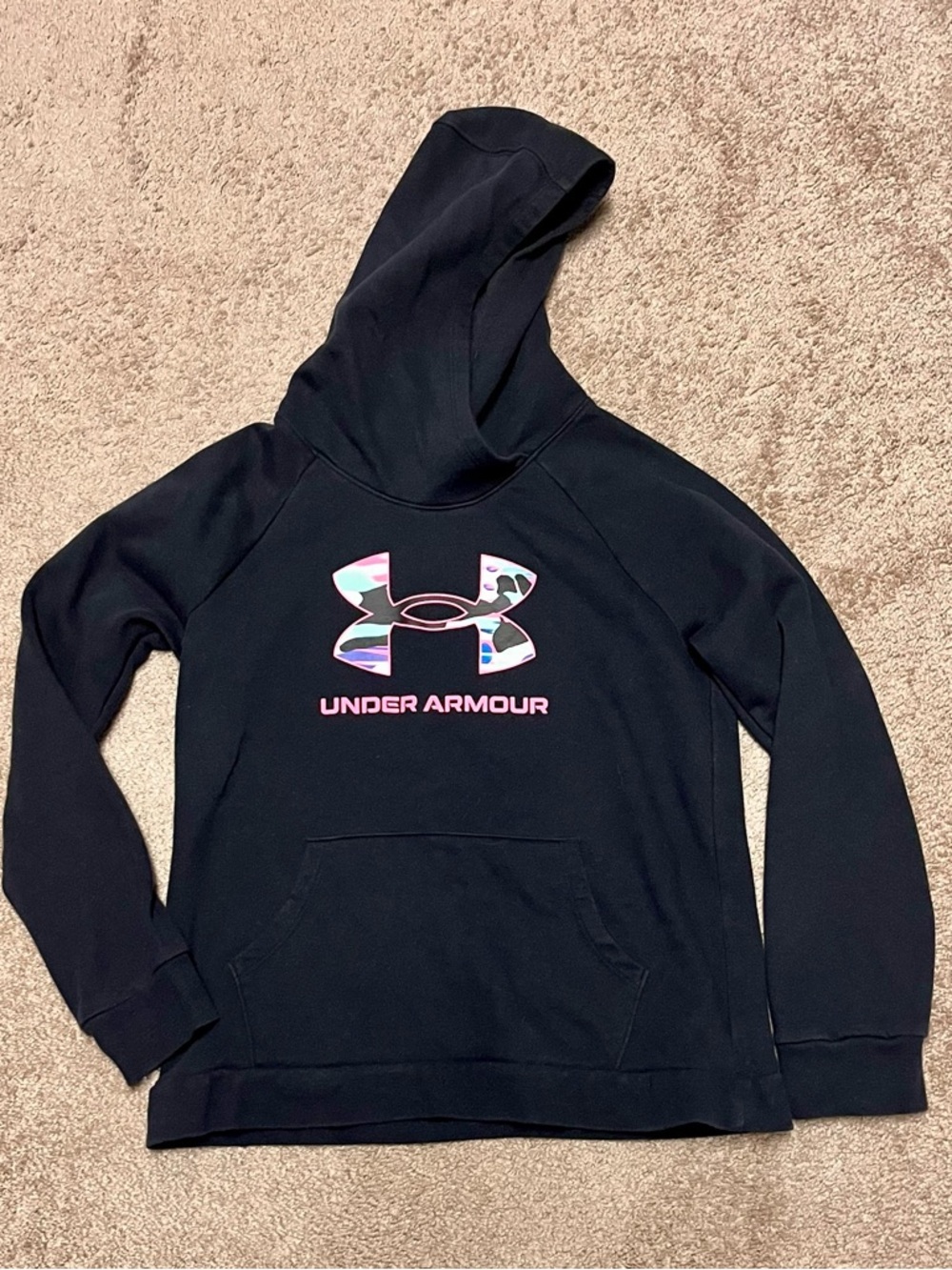 Under Armour Black Pullover Hoodie with White Logo